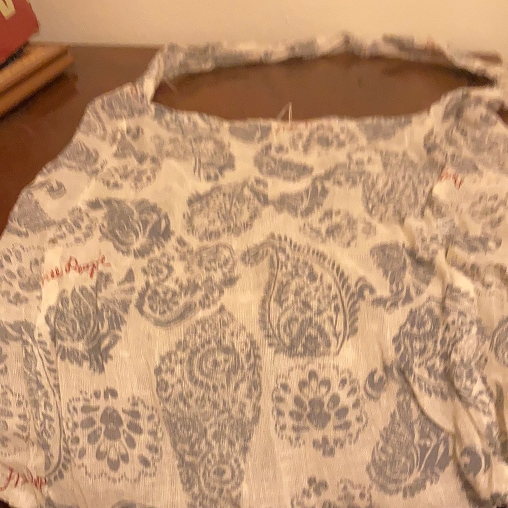 Free people grey white gauze tote